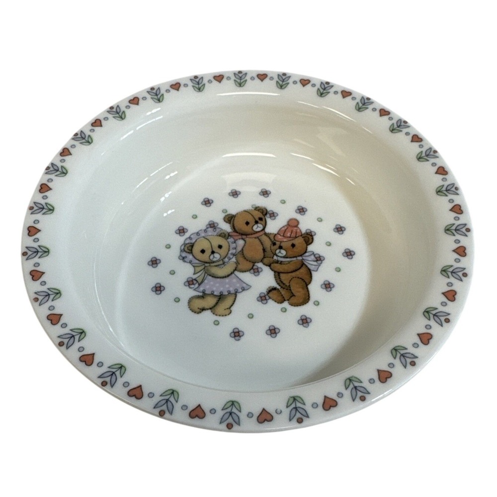 Sango Dancing Bears Bone China Cereal Bowl‎ 3935 D Korea Heart Floral
